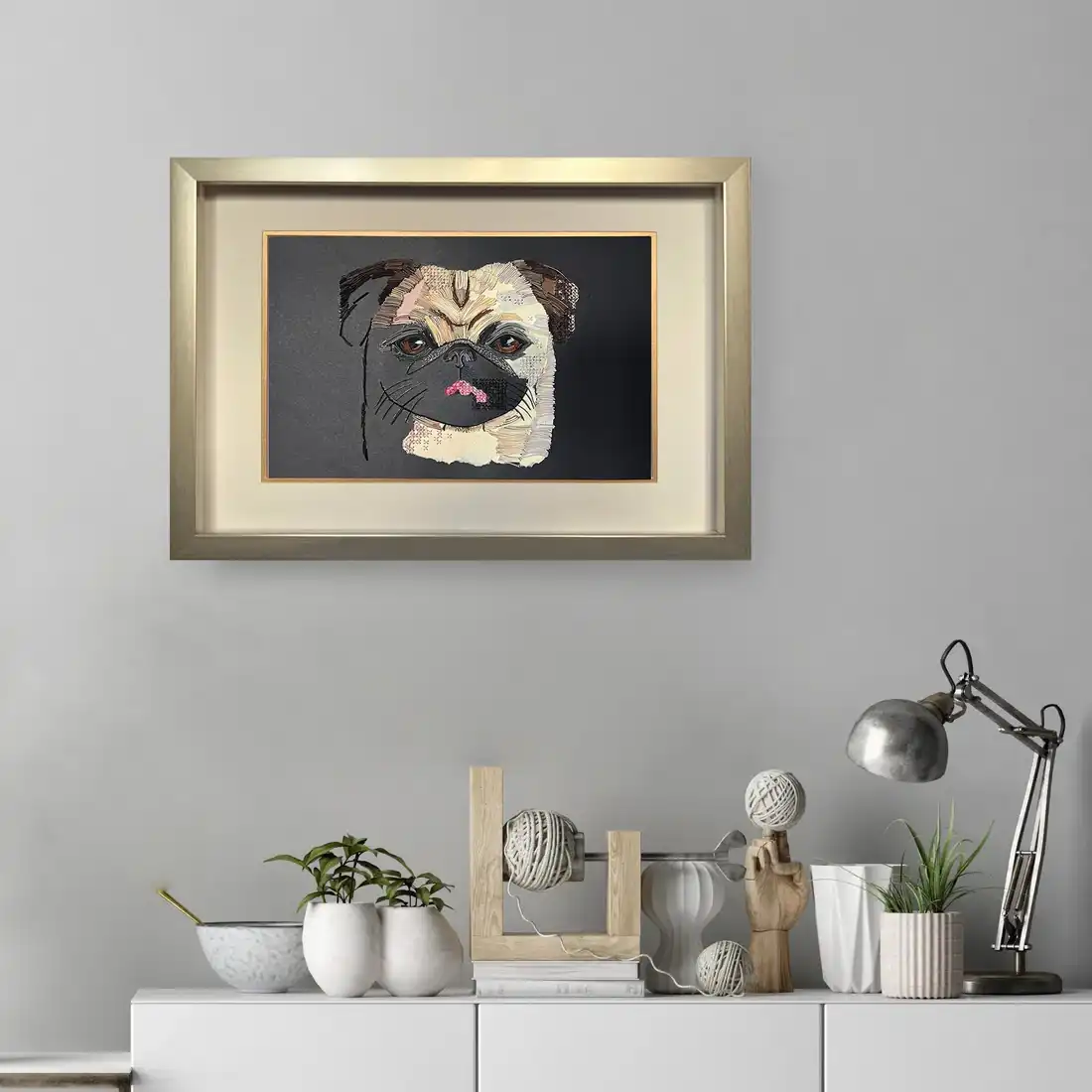 Pug Paper Art Original 4