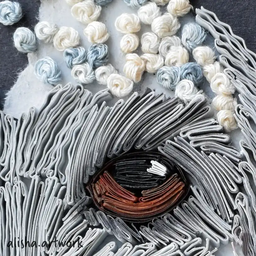 Labradoodle Paper Art Original 3